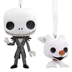 NEW 2Pk Hallmark Funko POP! Jack Skellington & Zero Christmas Ornaments